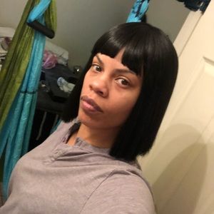 Traditional jet black Bob wig 1B